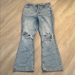 PacSun Blue Flare Wide Leg Jeans Distressed